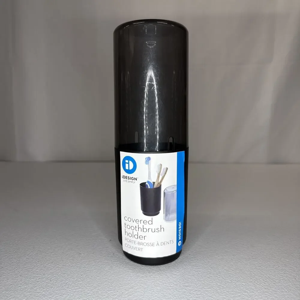 iDesign Covered Toothbrush Holder, Holds Regular and Electric Toothbrushes